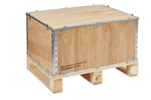 Folding wooden crate approved for dangerous goods